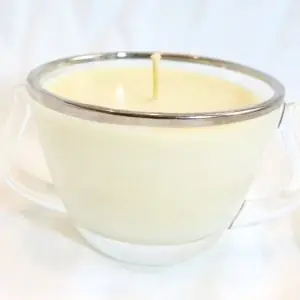 Ola Balms Lotion candle showing silver rim