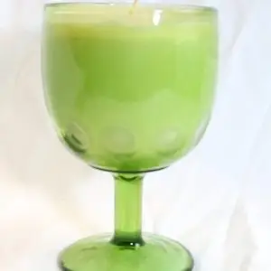 ola balms lotion candle in vintage green glass